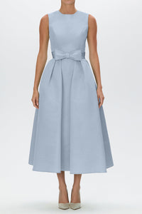 Lydia Silk Faille Midi Dress with Mid-Length Bow Convertible Skirt