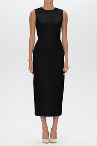 Lydia Silk Faille Midi Dress with Mid-Length Bow Convertible Skirt