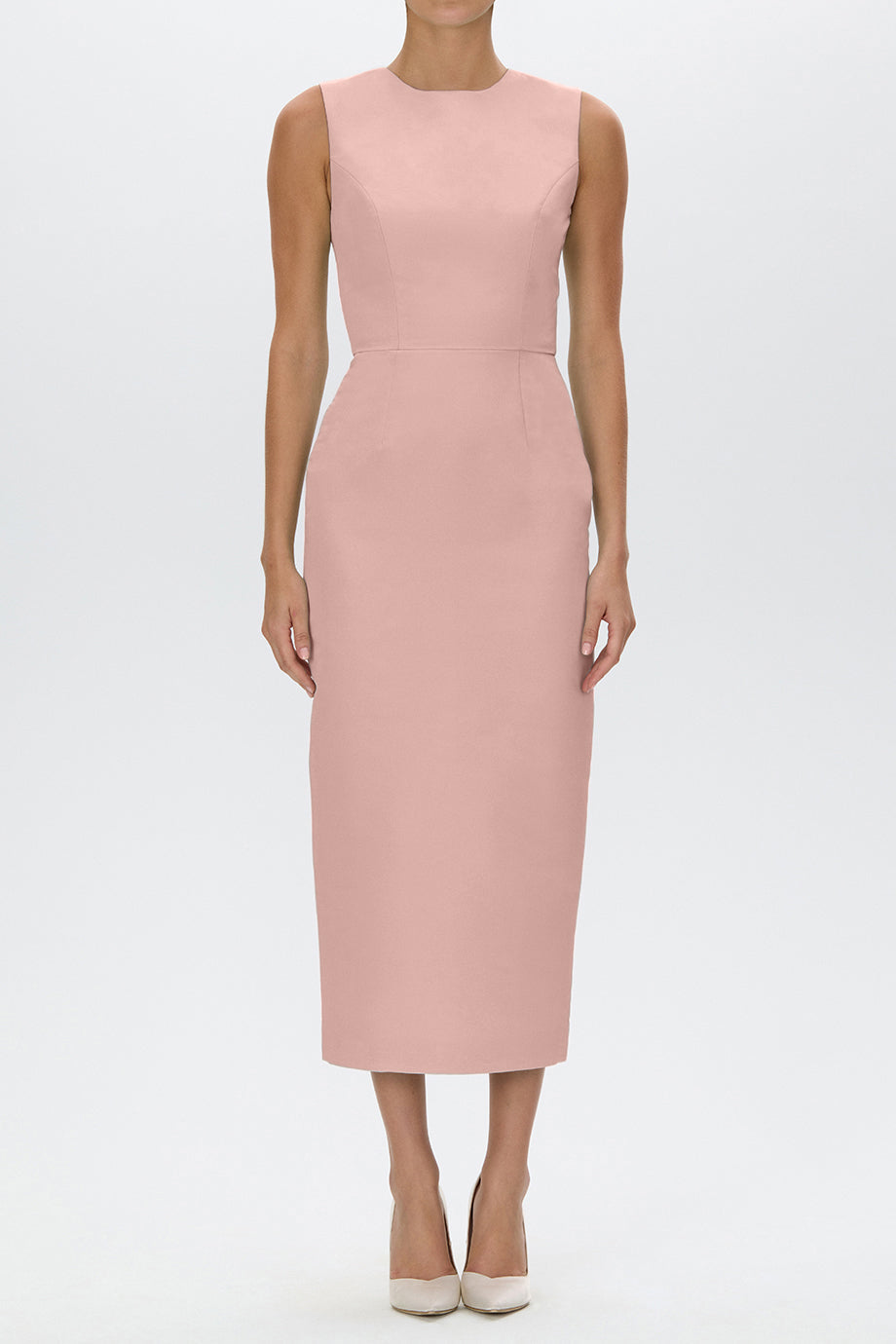 Lydia Silk Faille Midi Dress with Bow Belt