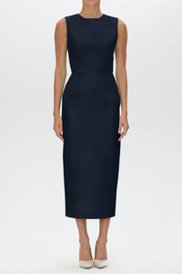 Lydia Silk Faille Midi Dress with Bow Belt
