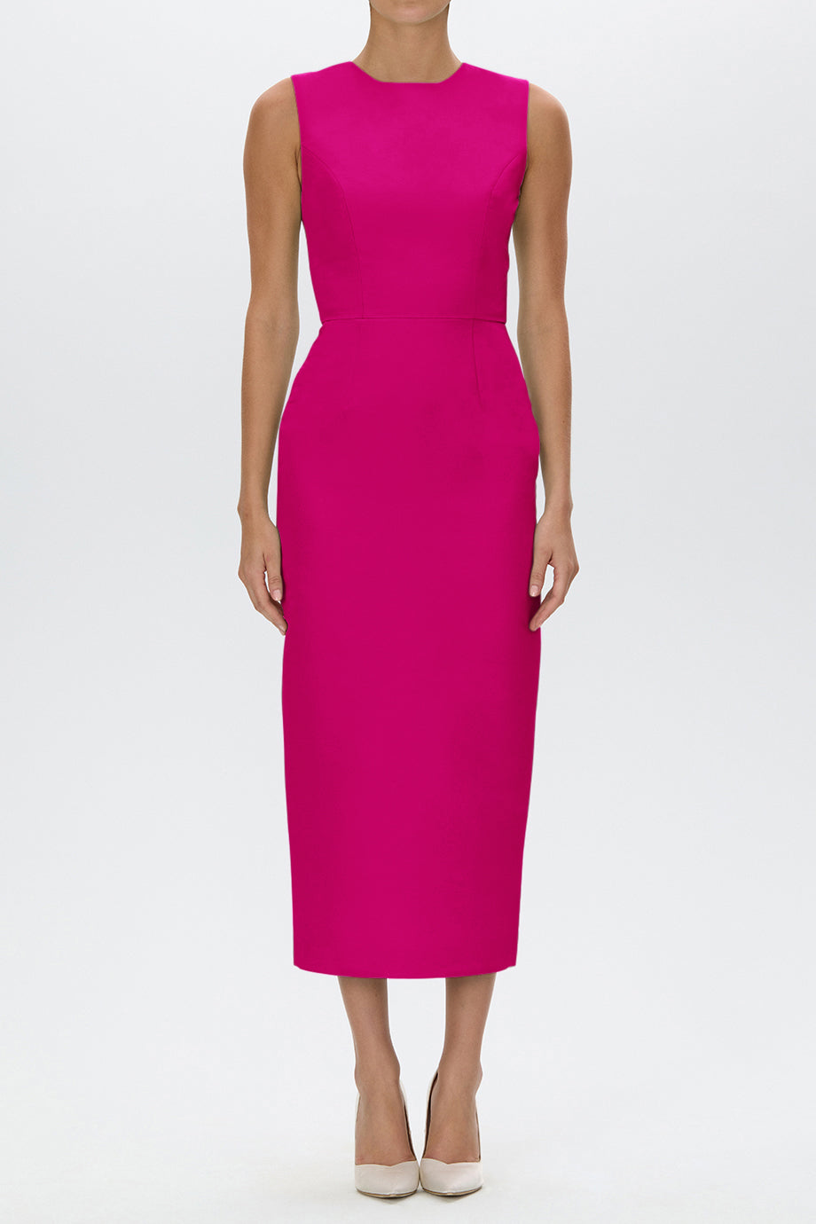 Lydia Silk Faille Midi Dress with Bow Belt