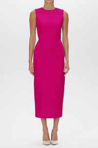 Lydia Silk Faille Midi Dress with Bow Belt