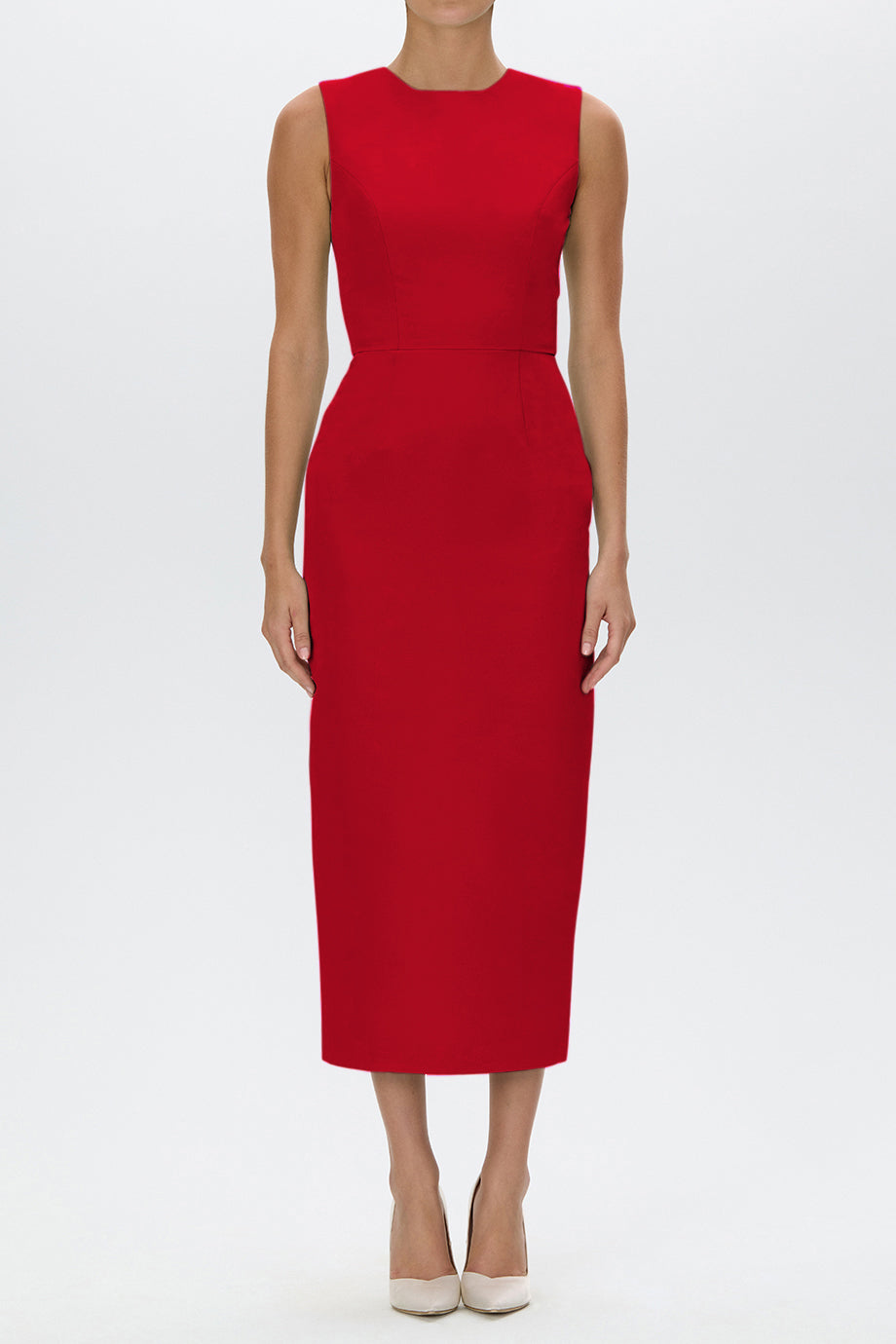 Lydia Silk Faille Midi Dress with Bow Belt