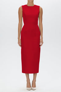 Lydia Silk Faille Midi Dress with Bow Belt