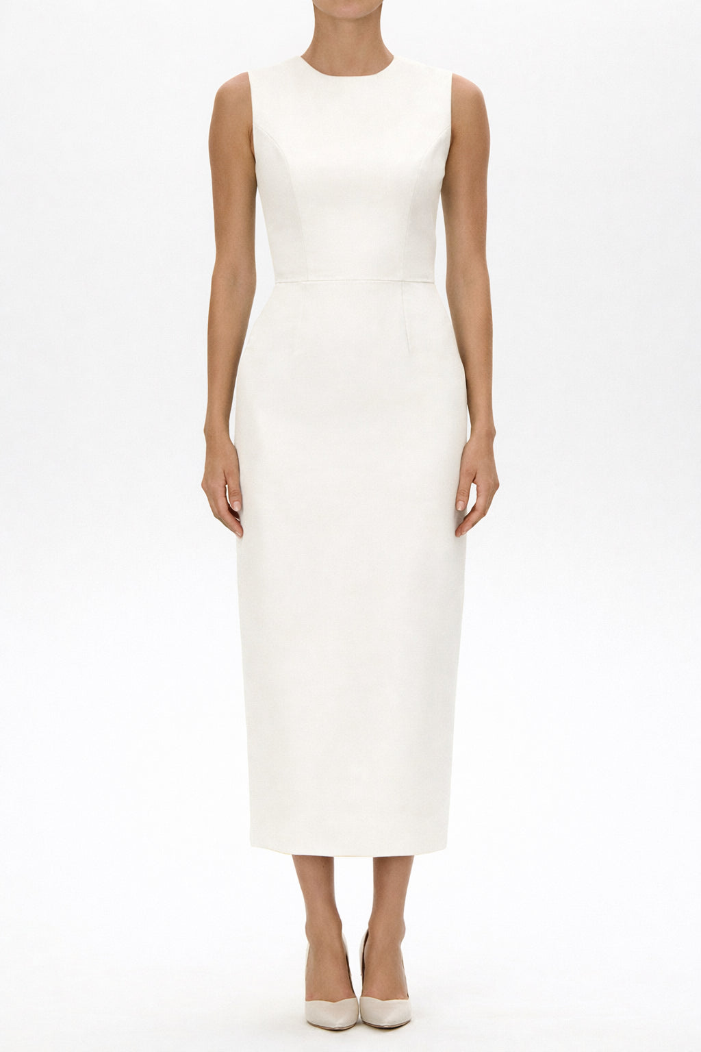 Lydia Silk Faille Midi Dress with Bow Belt