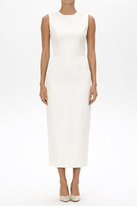 Lydia Silk Faille Midi Dress with Bow Belt