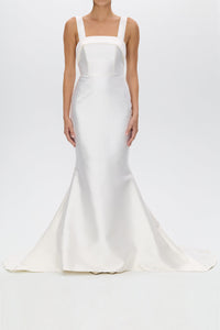 Romina Silk and Wool Mermaid Gown with Detachable Bow Train