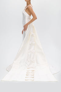 Romina Silk and Wool Mermaid Gown with Detachable Bow Train