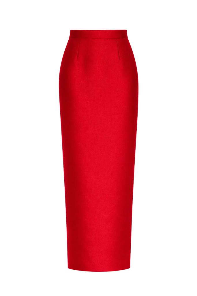 Silk and Wool Column Skirt