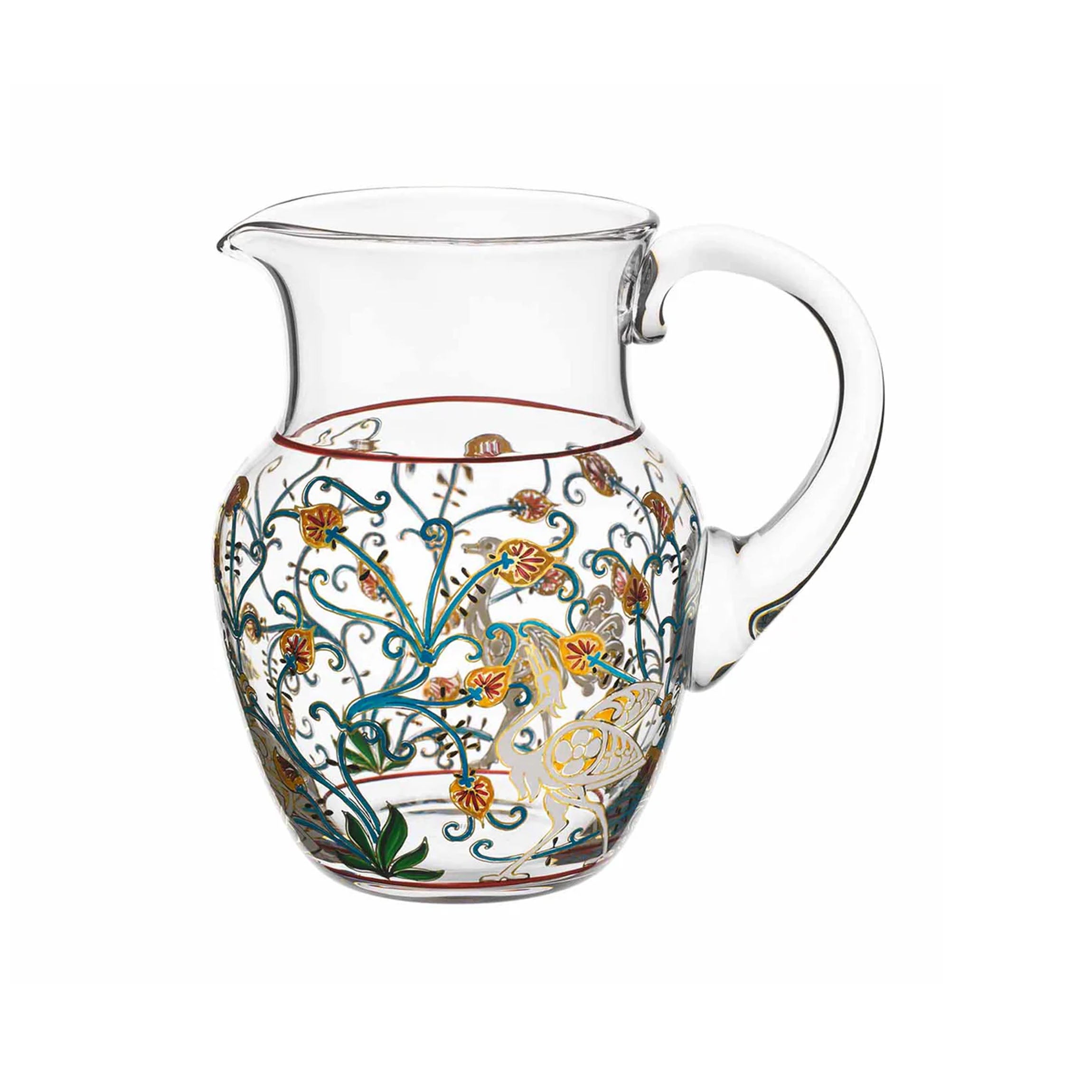 Alhambra Water Pitcher with Ostrich, Cranes, & Swan
