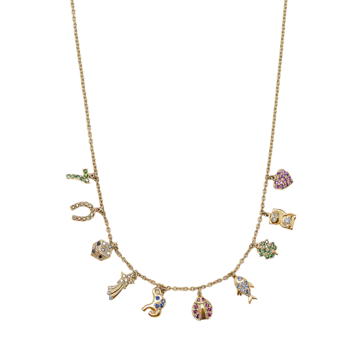 Rainbow Sapphire All The Luck Charm Necklace