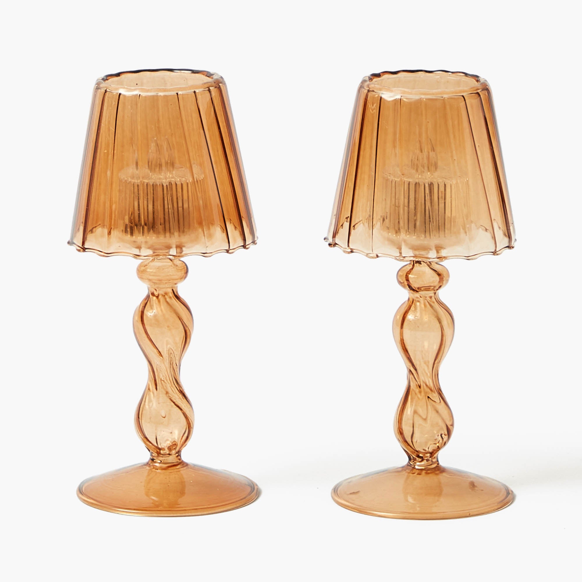 Chestnut Glass Lantern Tea Light Holder (Pair)