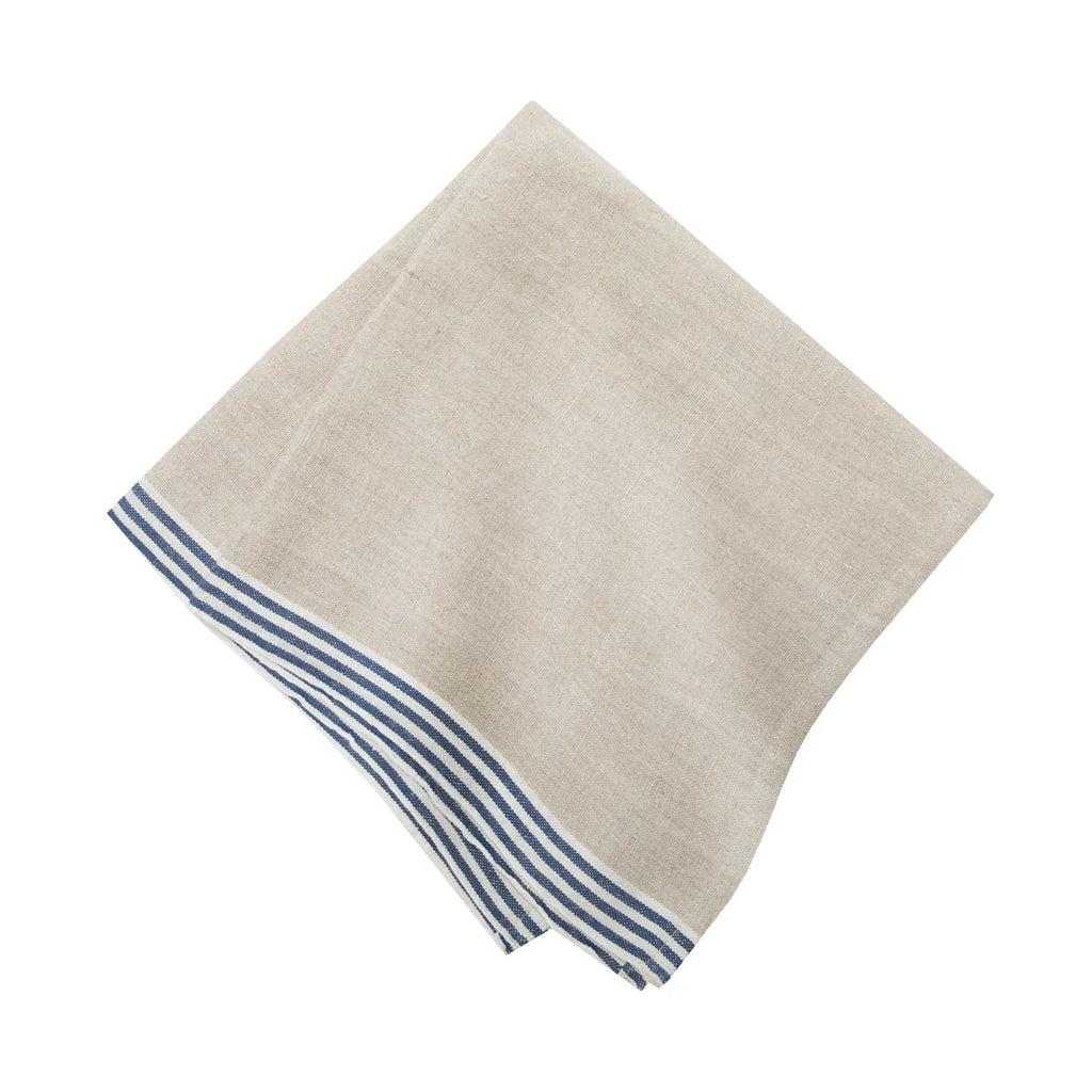 Alsace Natural Napkins in Natural & Blue, Set of 4
