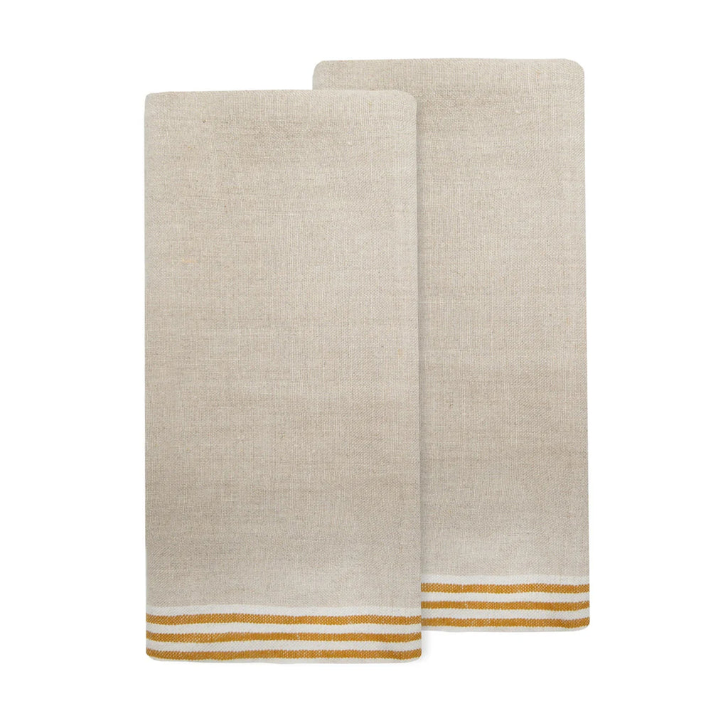 Alsace Natural Tea Towels in Natural & Mustard, Set of 2