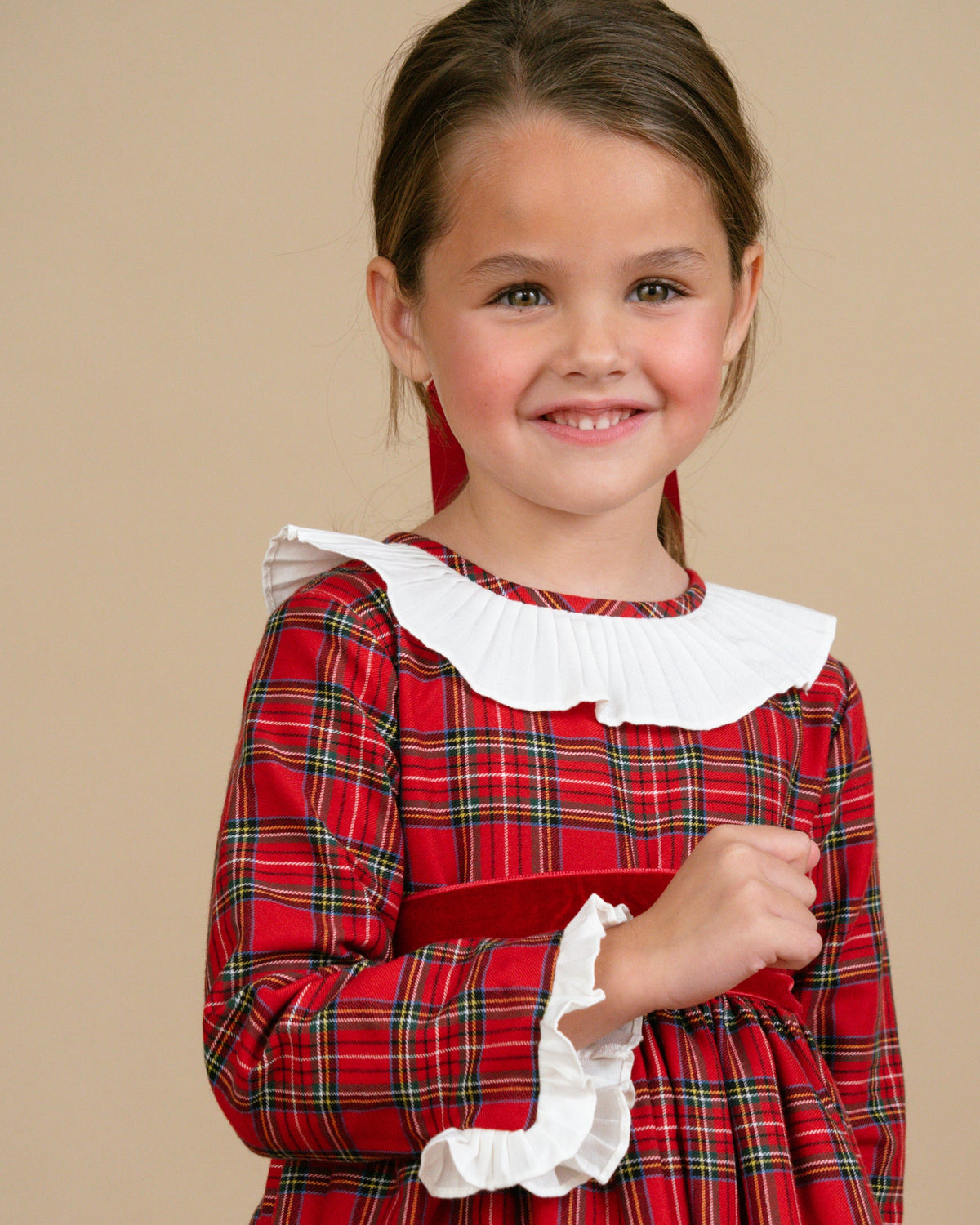 Pompadour Dress in Red Tartan