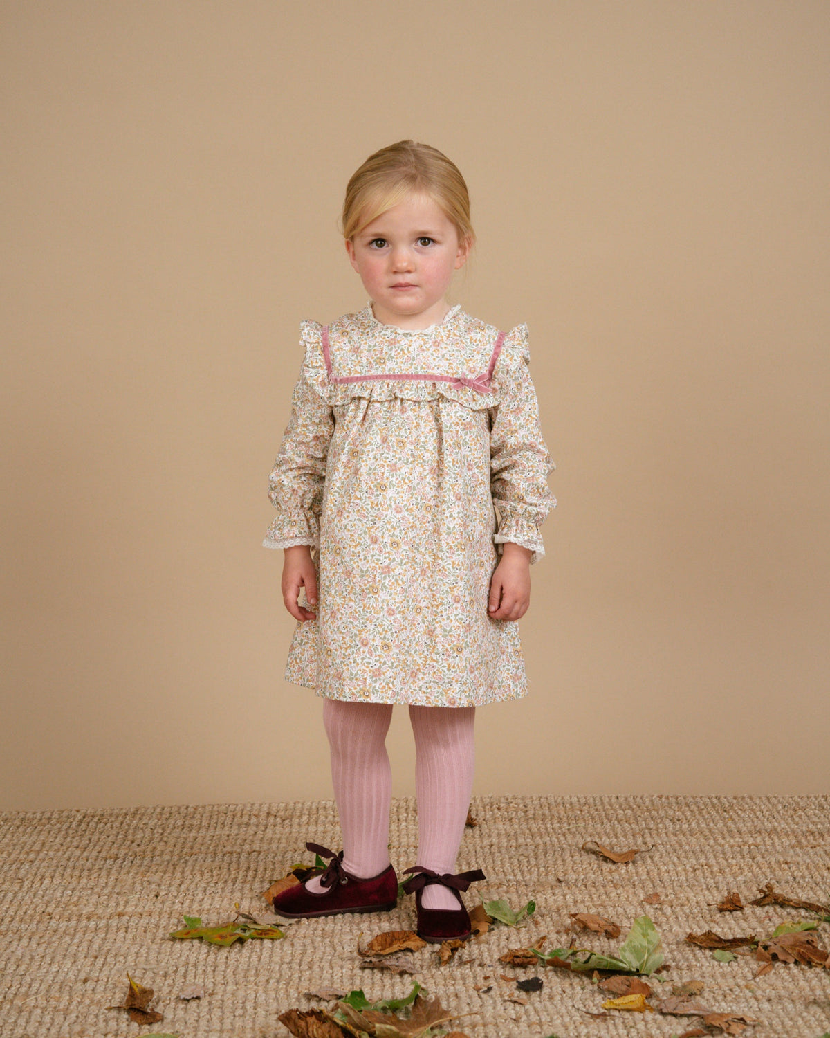 Capucine Dress in Pink/Khaki Floral