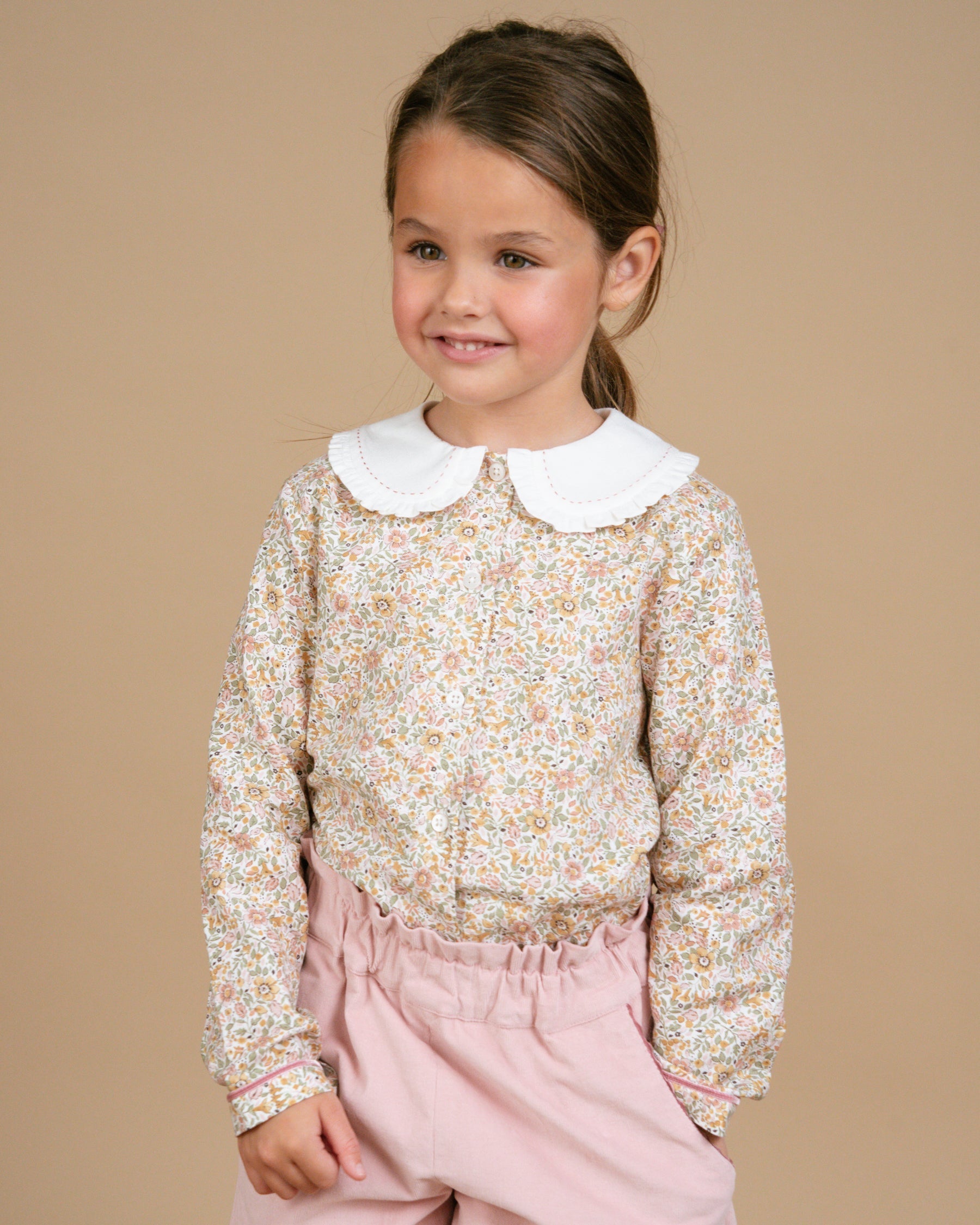 Gaya Blouse in Pink/Khaki Floral