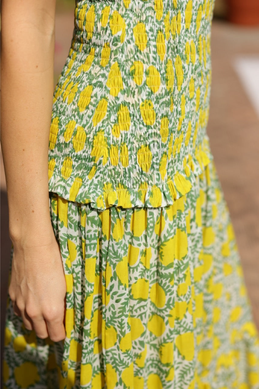 Amalfi Mermaid Dress Yellow Lemon Vine | Over The Moon