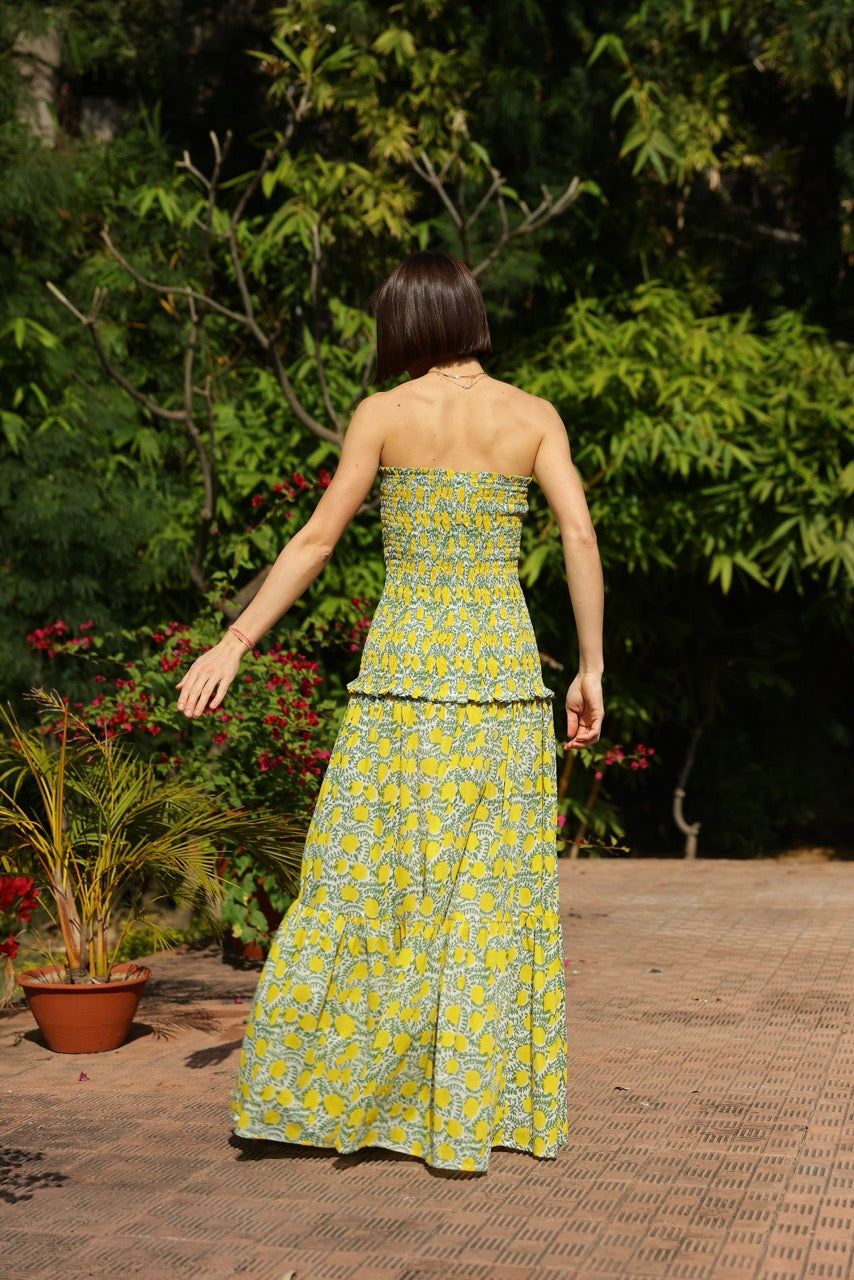 Amalfi Mermaid Dress - M / Yellow Lemon Vine Amalfi Mermaid Dress - M / Yellow Lemon Vine