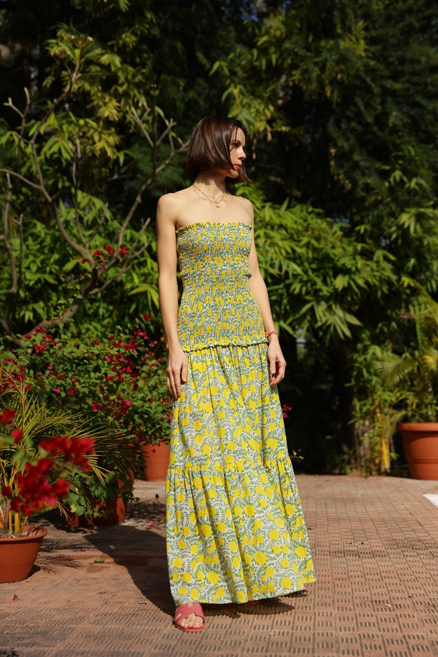 Amalfi Mermaid Dress - M / Yellow Lemon Vine Amalfi Mermaid Dress - M / Yellow Lemon Vine