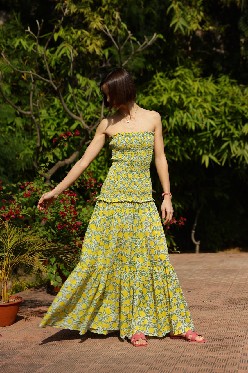 Amalfi Mermaid Dress M / Yellow Lemon Vine