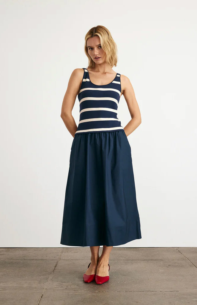 Amber Dress in Maritime Blue & Cream Stripe