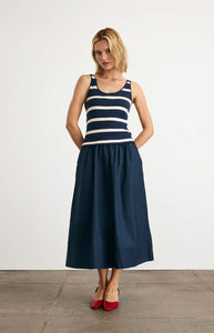 Amber Dress in Maritime Blue & Cream Stripe