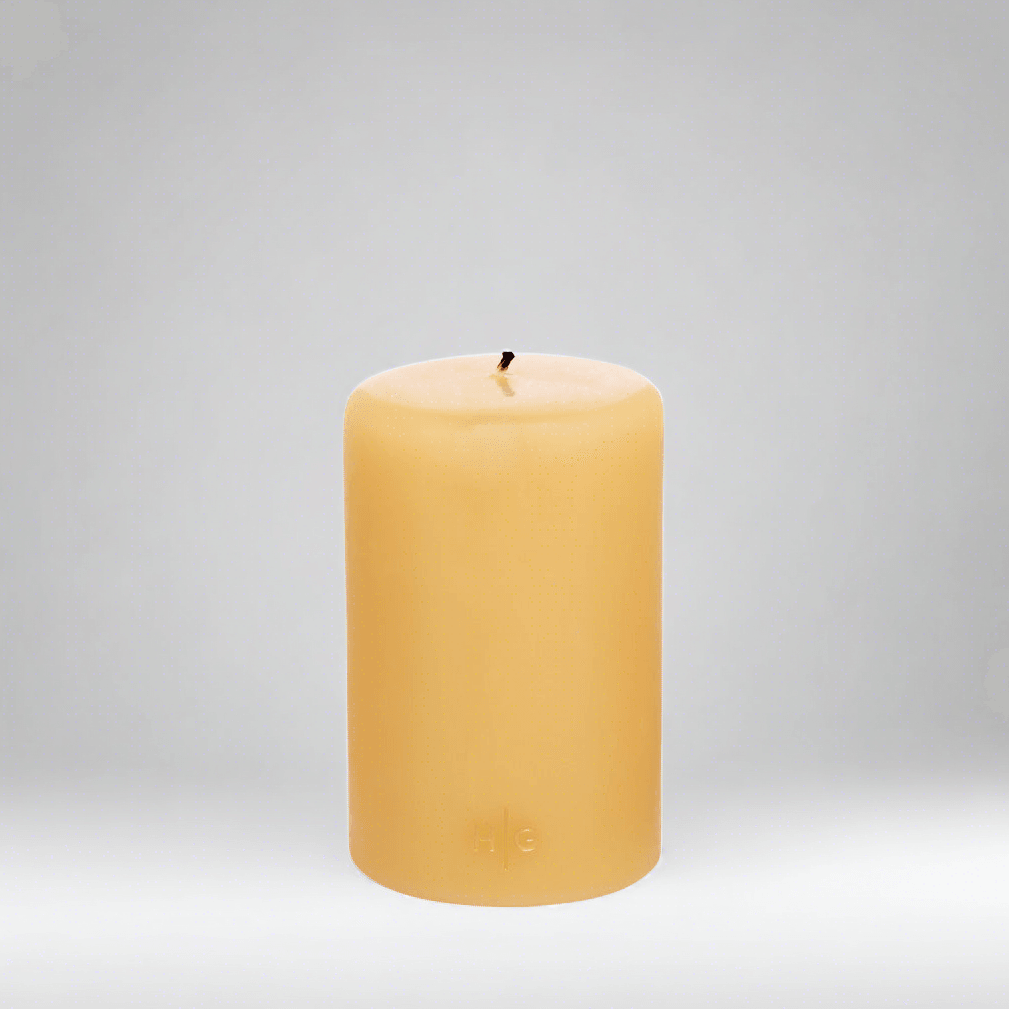 Amber Unscented Pillar Candle, 4"x6"