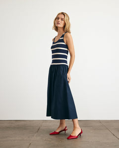 Amber Dress in Maritime Blue & Cream Stripe