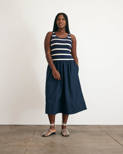 Amber Dress in Maritime Blue & Cream Stripe
