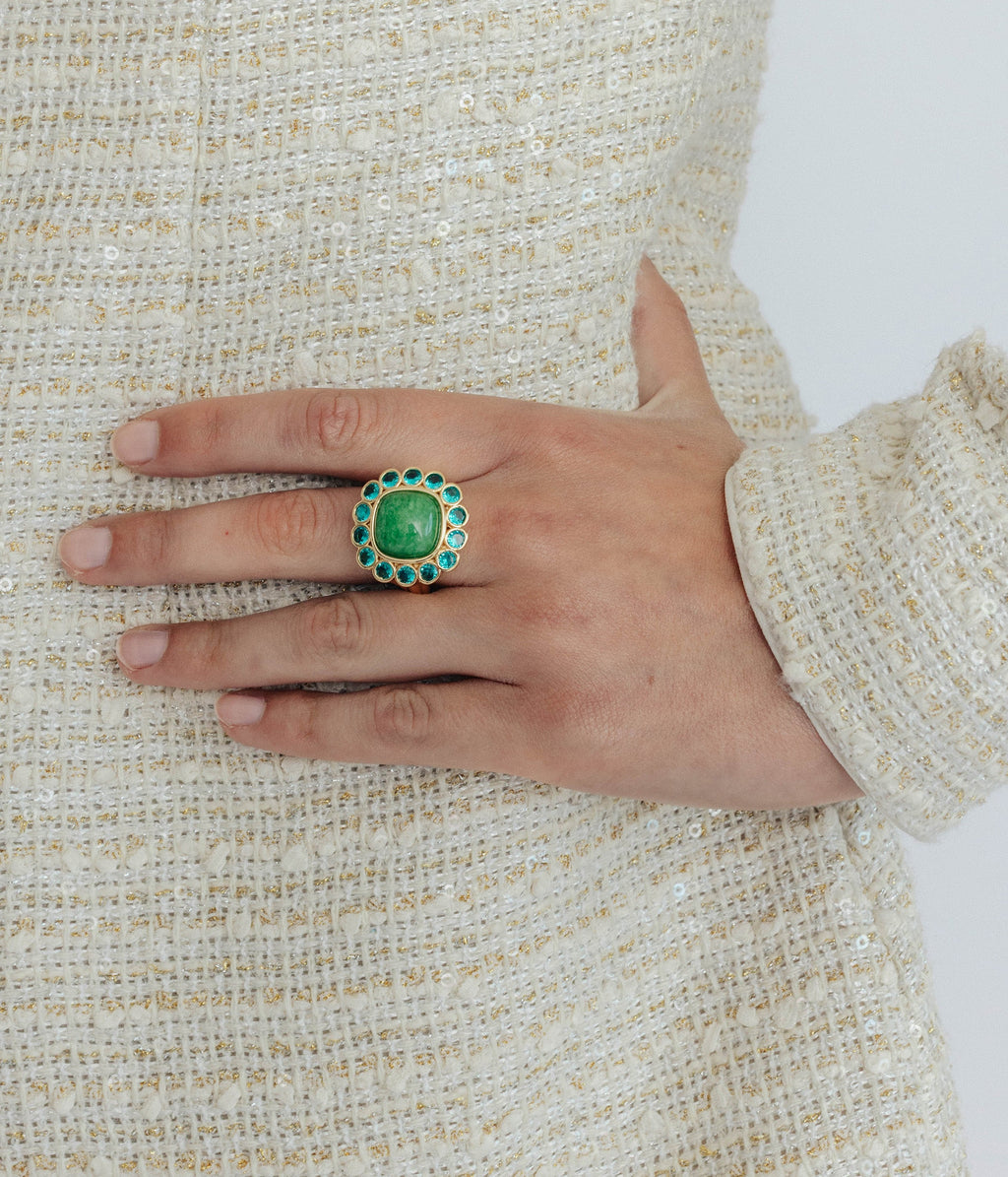 Ambrose Cocktail Ring in Green