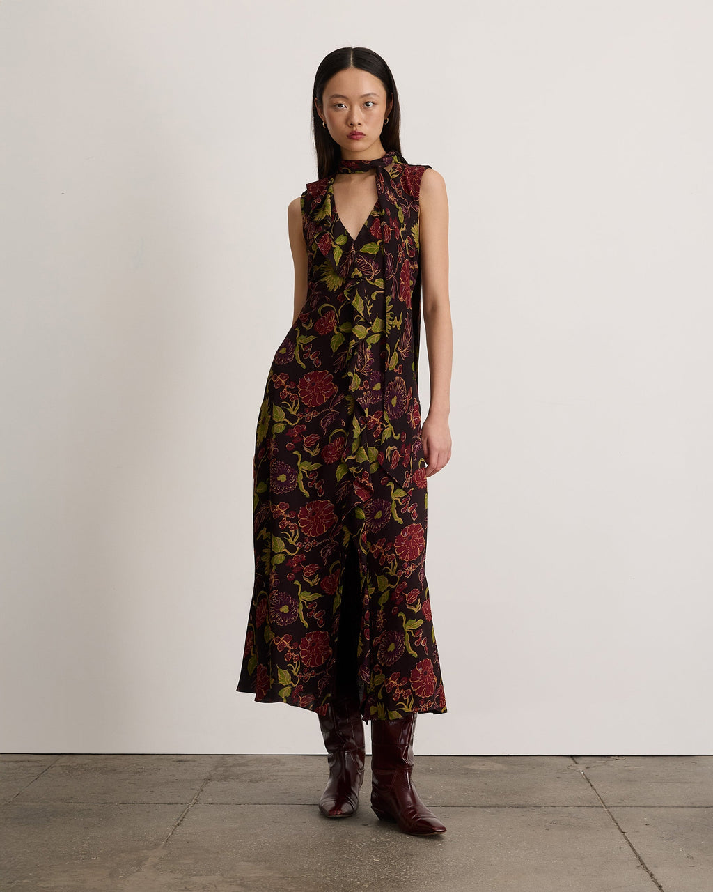 Amelia Dress in Dark Fig Floral