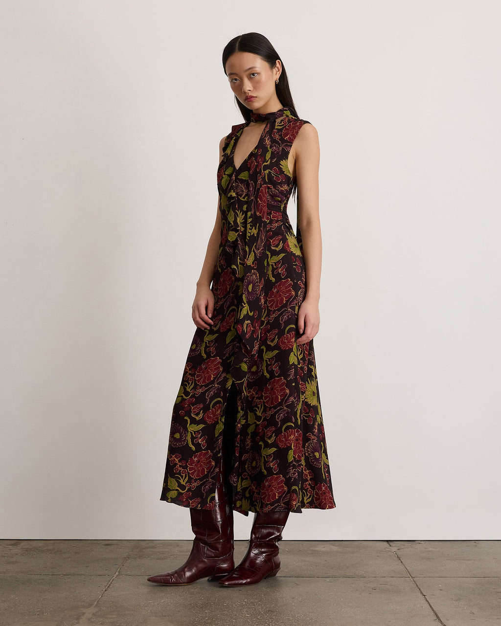 Amelia Dress in Dark Fig Floral