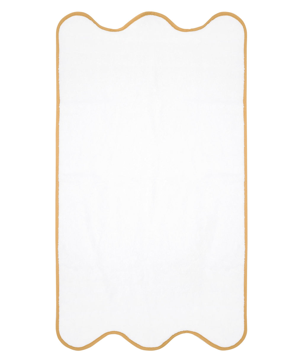 Classic Rebecca Udall, Amelia Scalloped Luxury Cotton Bath Towel Bundle, White with Mustard Yellow Trim