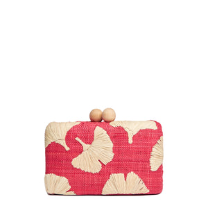 Ami Embroidered Straw Clutch Bag