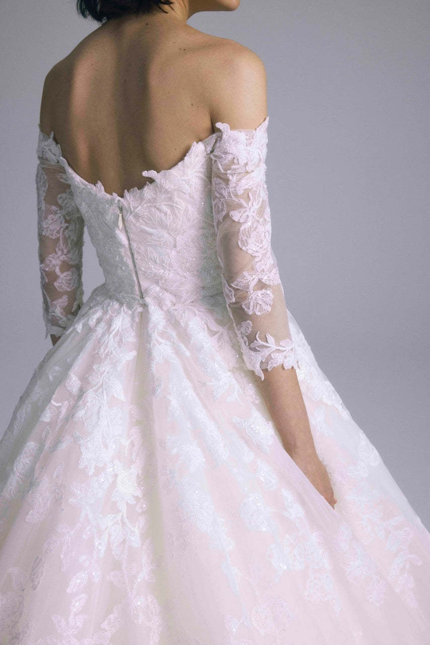 Milena Embroidered Beaded Lace Gown