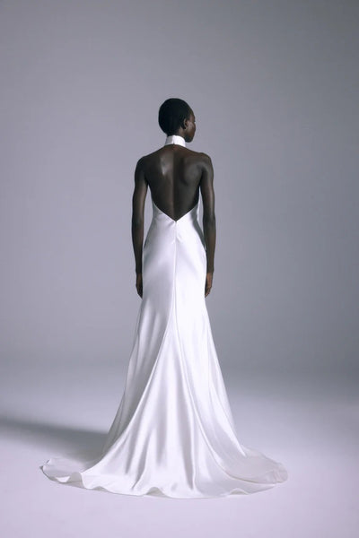 amsale halter wedding dress nouvelle AMSALE Olivia Embroidered Halter Neck Gown