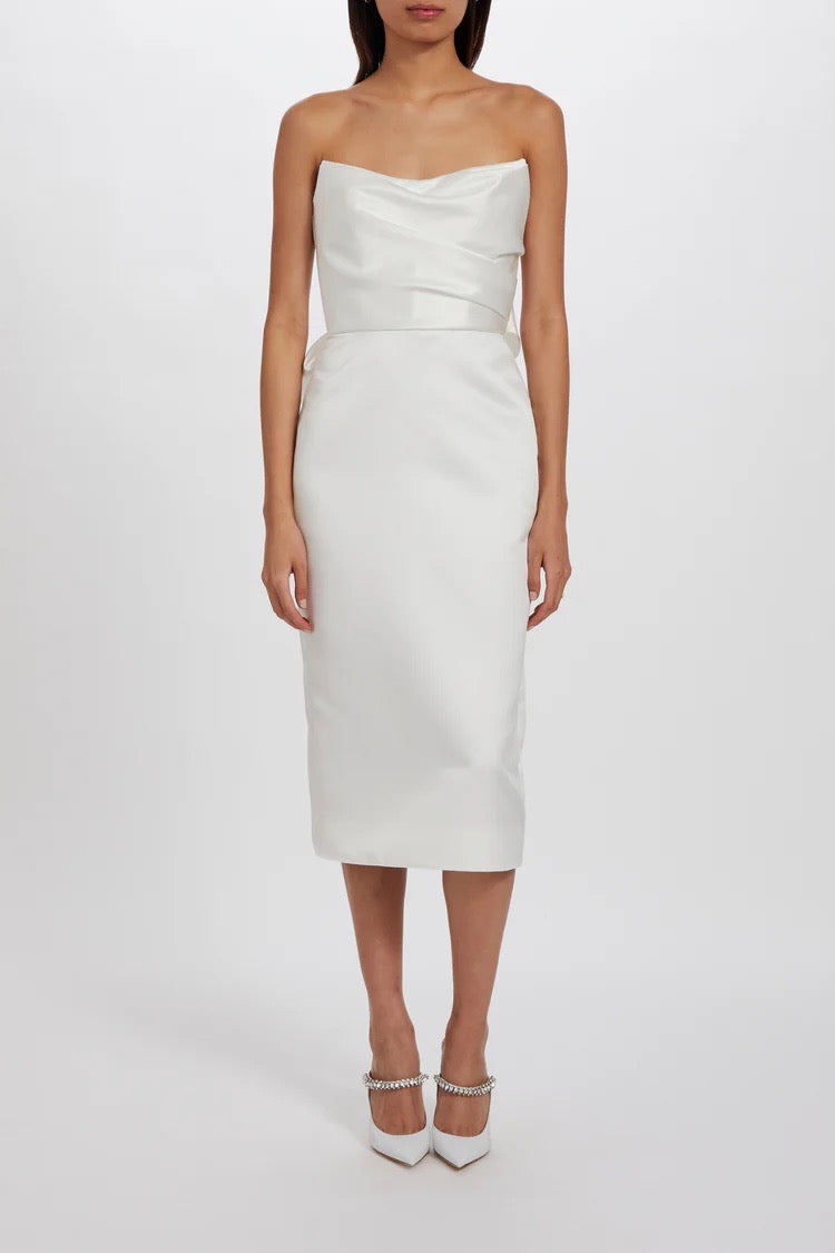 amsale strapless silk faille bow dress Reed