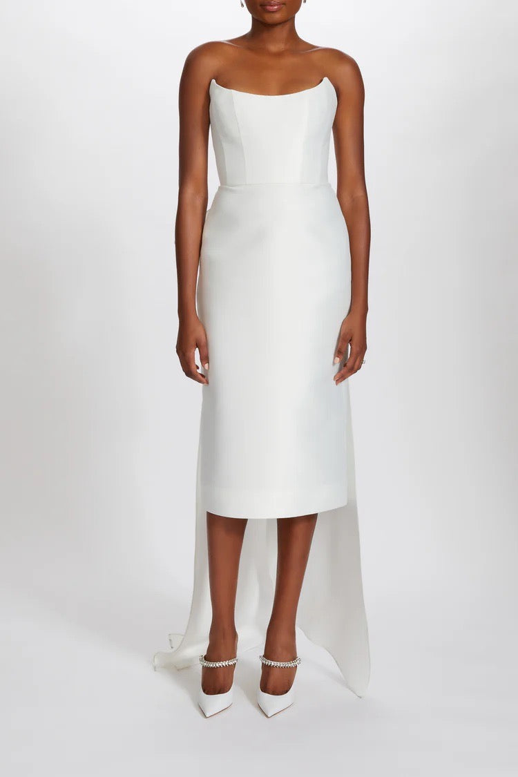 oversize white midi dress Mikado Oversized Bow Dress Ivory / 12