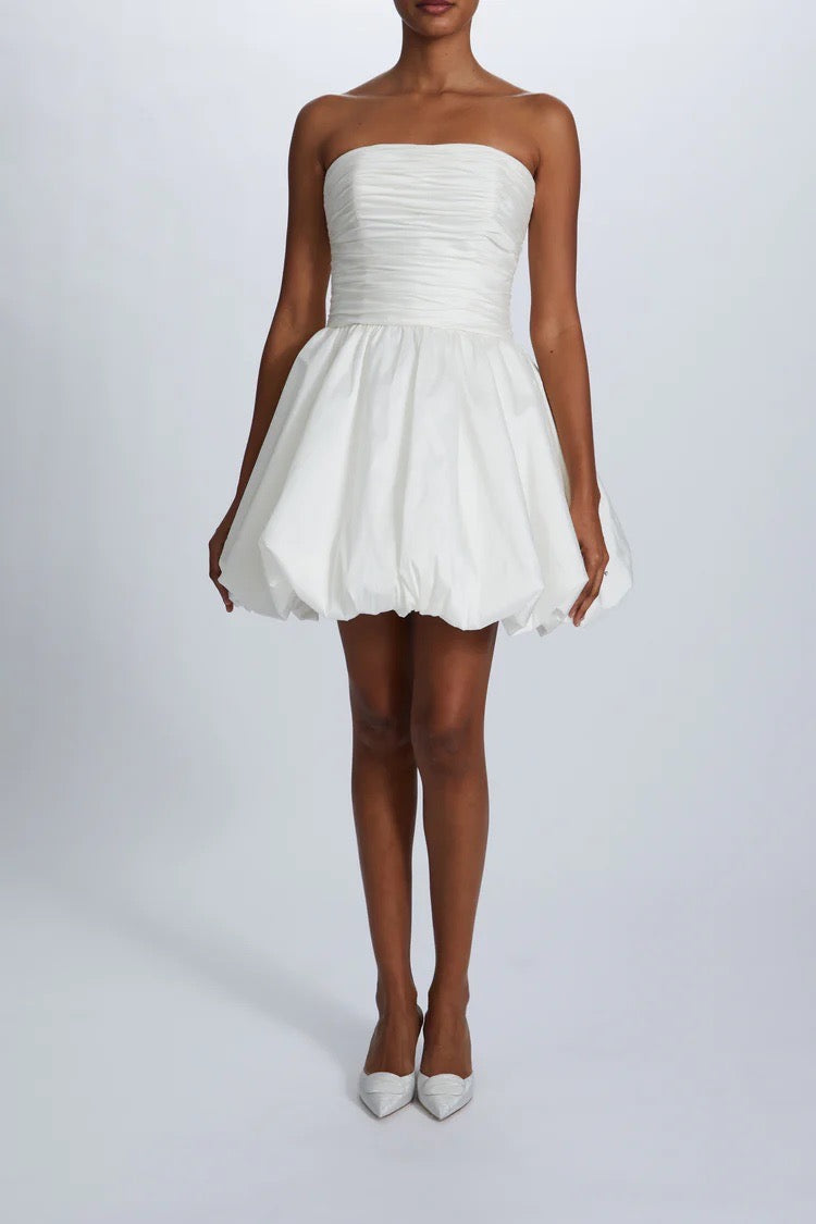 Taffeta Ruched Mini Dress Ivory / 12 Taffeta Ruched Mini Dress Ivory / 12