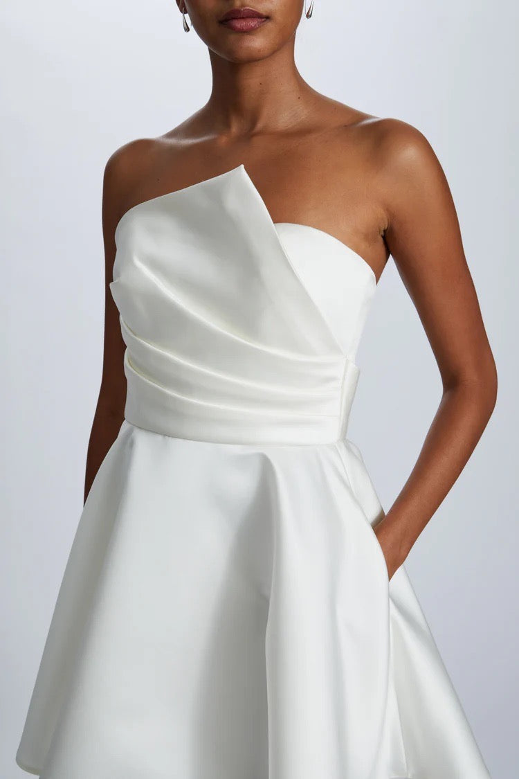 Duchess Satin Mini Dress Ivory / 16