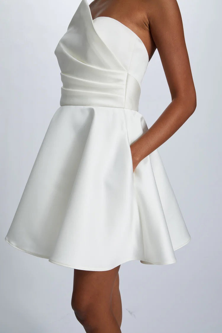 Duchess Satin Mini Dress Ivory / 16 Duchess Satin Mini Dress Ivory / 16
