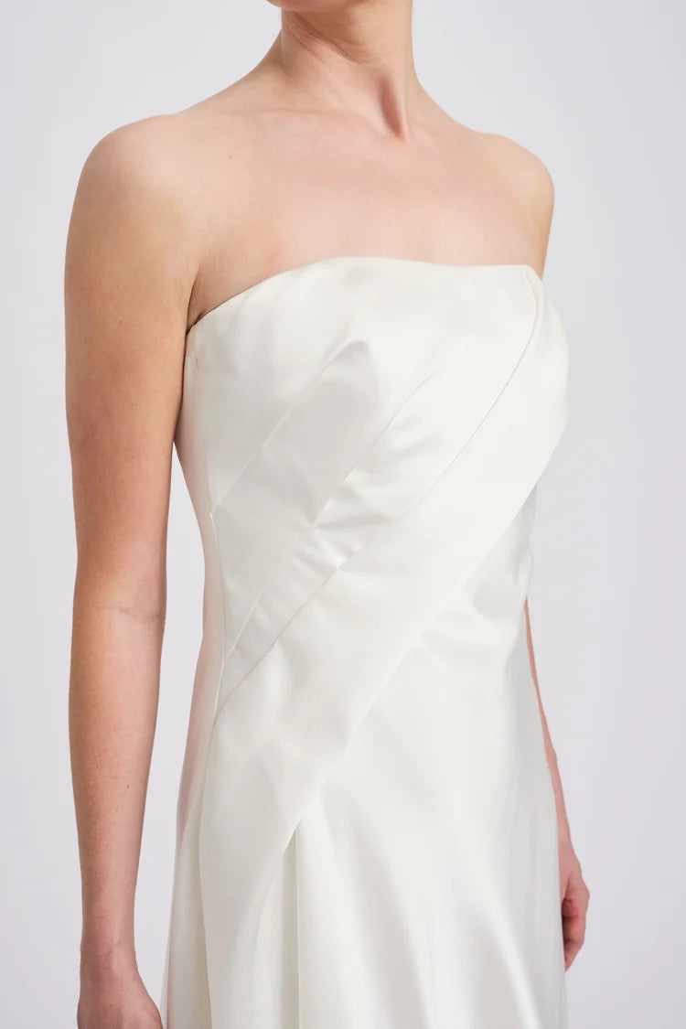 Fluid Satin Asymmetric Dress Ivory / 14 Fluid Satin Asymmetric Dress Ivory / 14