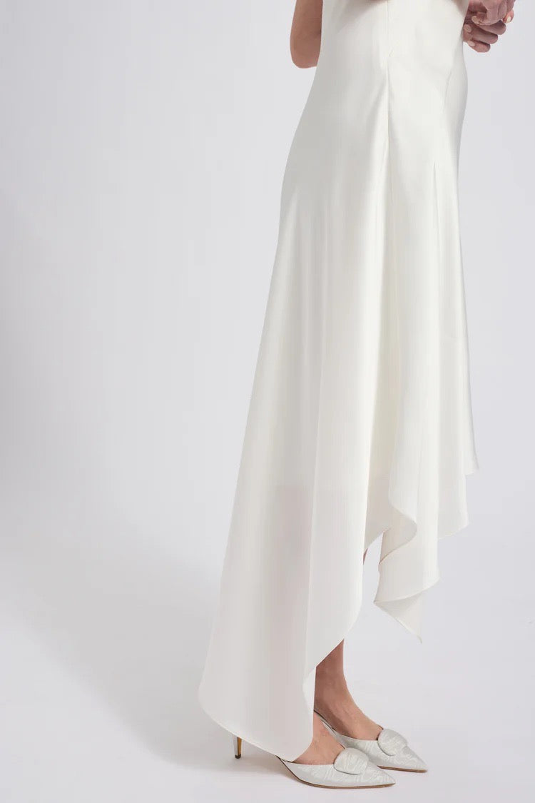 Fluid Satin Asymmetric Dress Ivory / 14 Fluid Satin Asymmetric Dress Ivory / 14