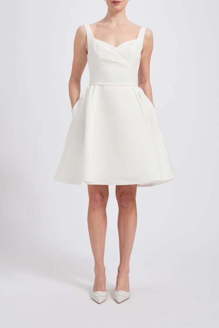 Faille Side Gather Dress Silk-white / 14 | Amsale Faille Side Gather Dress Silk-white / 14 | Amsale