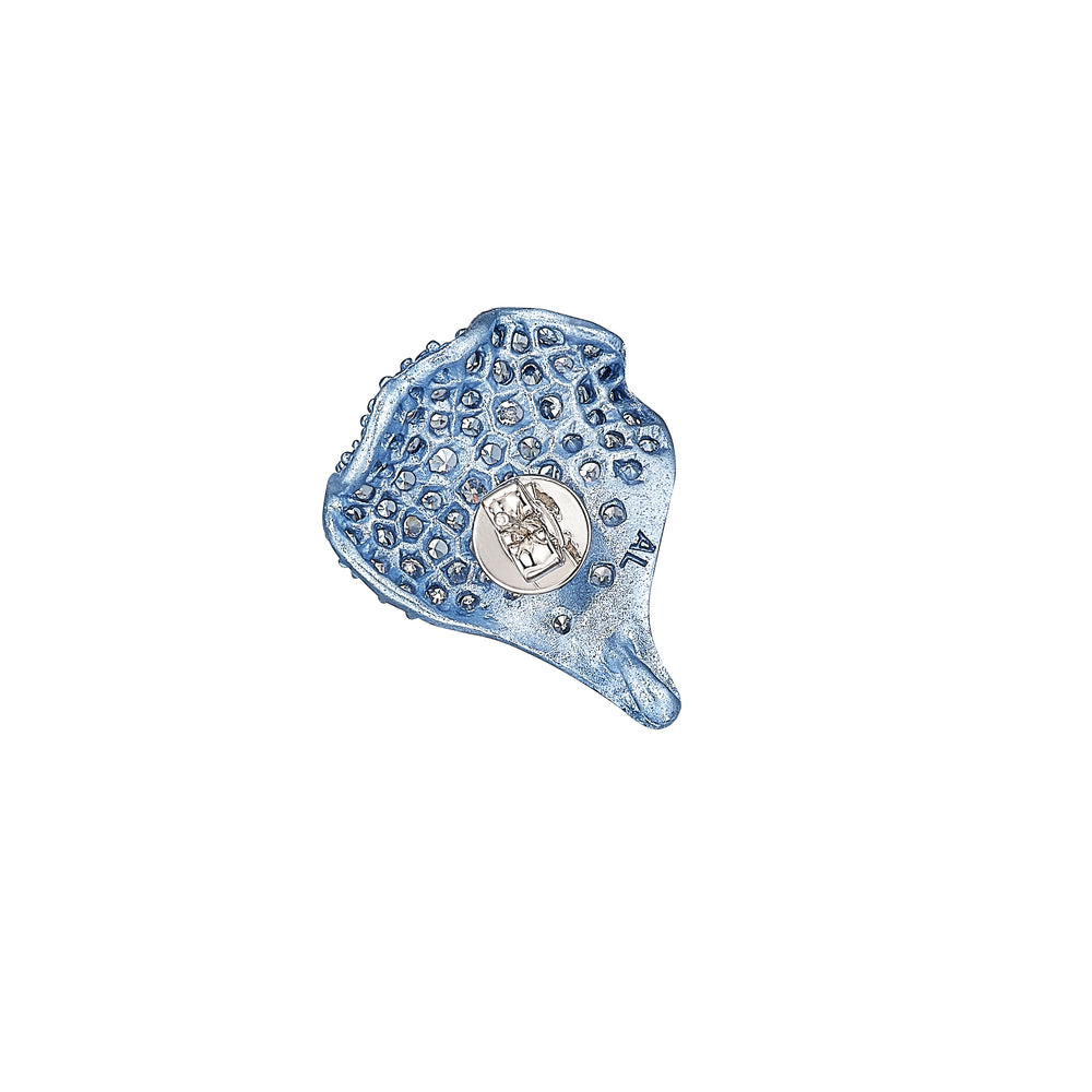 Back view of Baby Blue Petal Studs showcasing silver post and butterfly clutch on white background