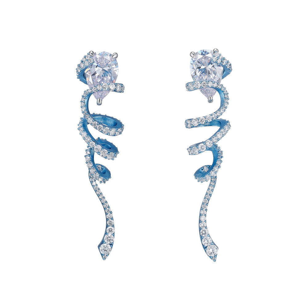 Baby Blue Ribbon Twirl Earrings