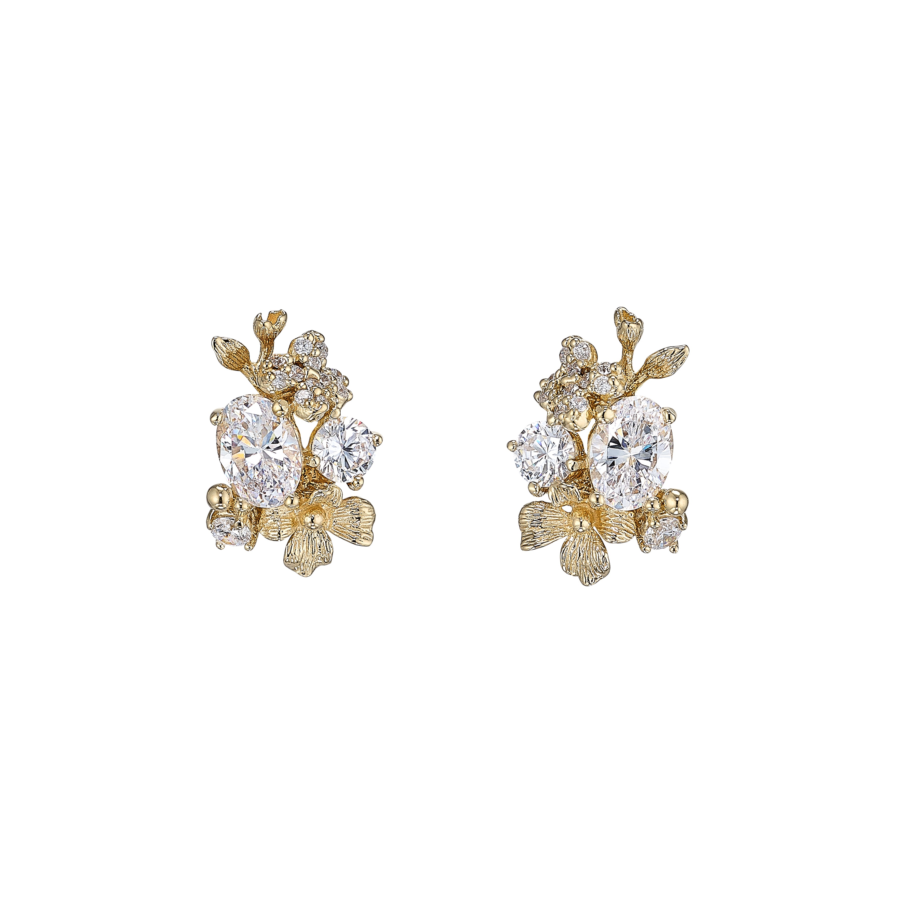 Golden Posy Diamond Studs