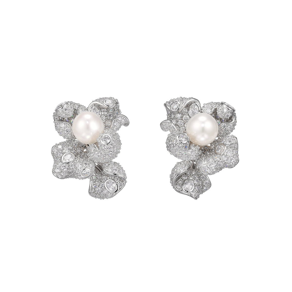 White Blossom Pearl Earrings