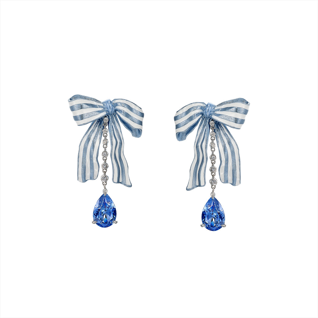 Aqua Bardot Bow Earrings